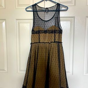 Anthro mustard yellow and black lace pin up dress